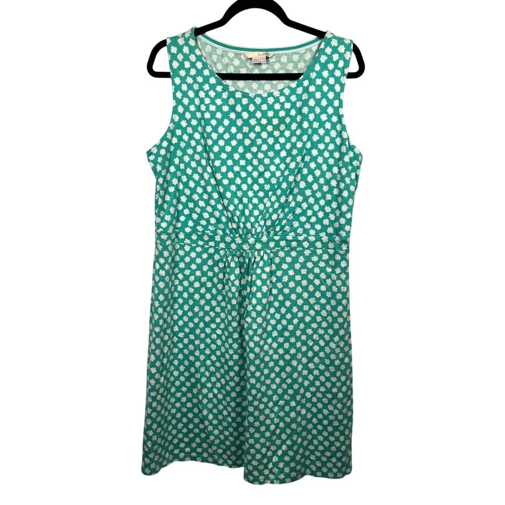 Boden Dress Womens 14 Teal Green Floral Easy T-shirt A-Line Sleeveless Jersey